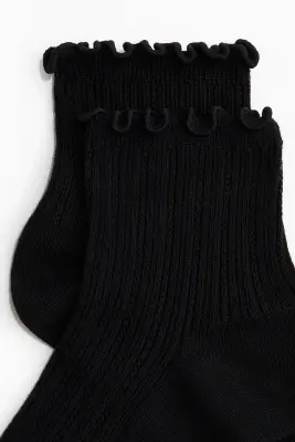 Lot de 3 paires de socquettes en maille côtelée - Noir — photo 2