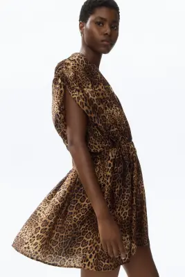 Robe tunique en viscose mélangée - Marron/imprimé léopard — photo 2