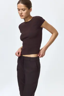 Pantalon cigarette - Marron foncé — photo 1