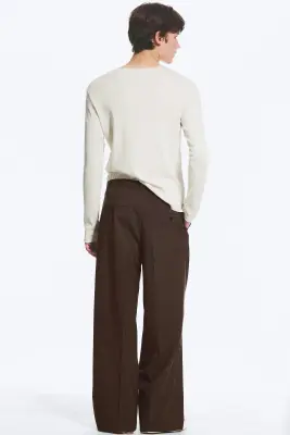 Nate Pantalon Taille Standard Coupe Droite Ample - Marron foncé — photo 3