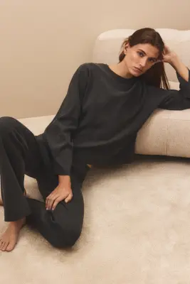 Pantalon en maille fine - Gris foncé chiné — photo 1