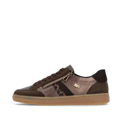 Baskets Remonte D2C04-90 Marron - Cuir Nubuck Lacets Zip Grande Pointure Femme — photo 2
