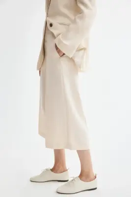Jupe-culotte en twill avec boutons - Beige clair — photo 3