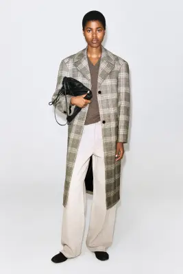 MANTEAU TAILLEUR LONG À CARREAUX - BEIGE / CARREAUX — photo 1