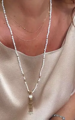 Nouveau ! BOHEMIAN RHAPSODIE PARIS Collier Arès Perles Fines Blanches — photo 3