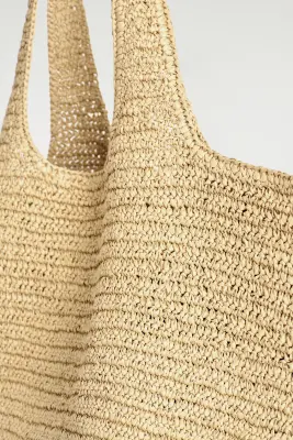 SAC CABAS PANIER SCULPTÉ - PAPIER - SABLE — photo 3