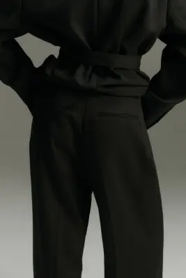 Pantalon chic à jambes larges - Marron foncé — photo 2