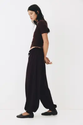 Pantalon en jersey avec jambes ballon - Violet prune — photo 3
