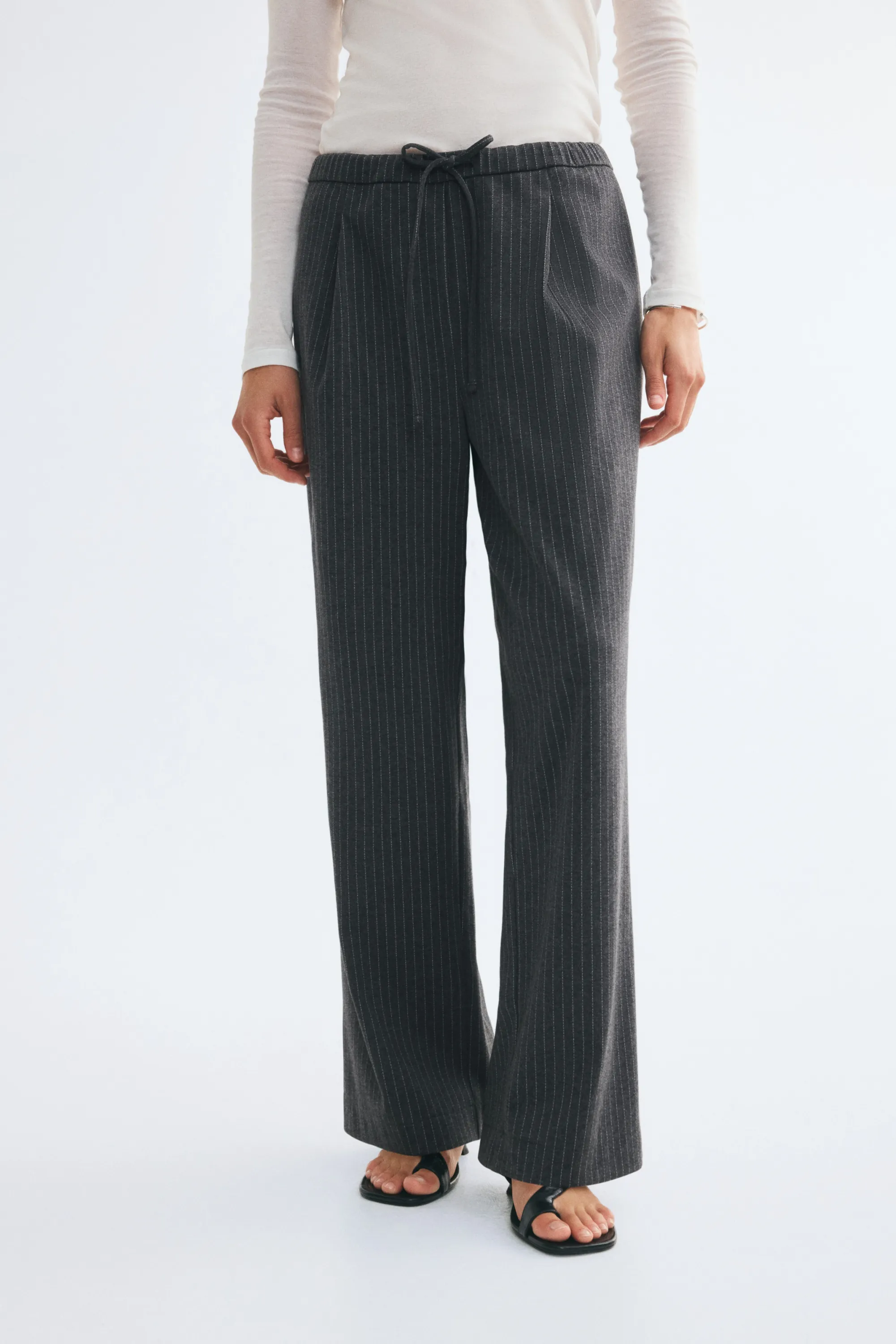 Pantalon à cordon - Gris foncé chiné