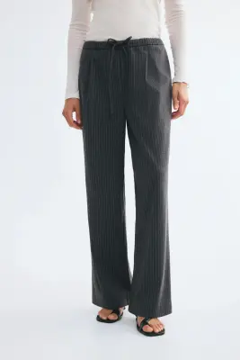Pantalon à cordon - Gris foncé chiné — photo 1