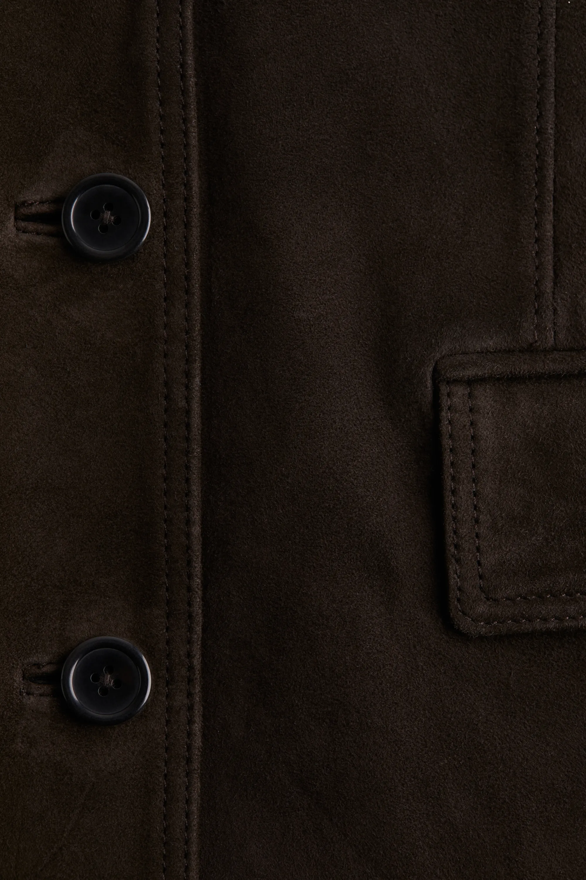 Blazer à fermeture droite en cuir velours - Marron foncé