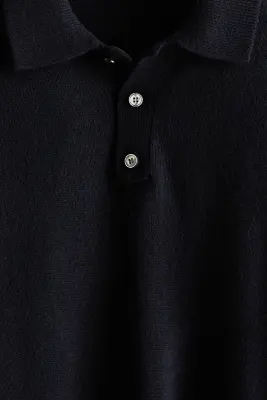 Polo Regular Fit en maille - Bleu marine — photo 5
