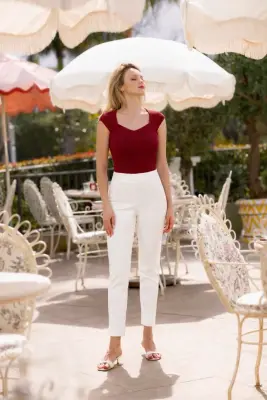 Gabrielle Slim Fit Pants - White — photo 1