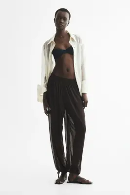 Pantalon ballon en mesh - Marron foncé — photo 2