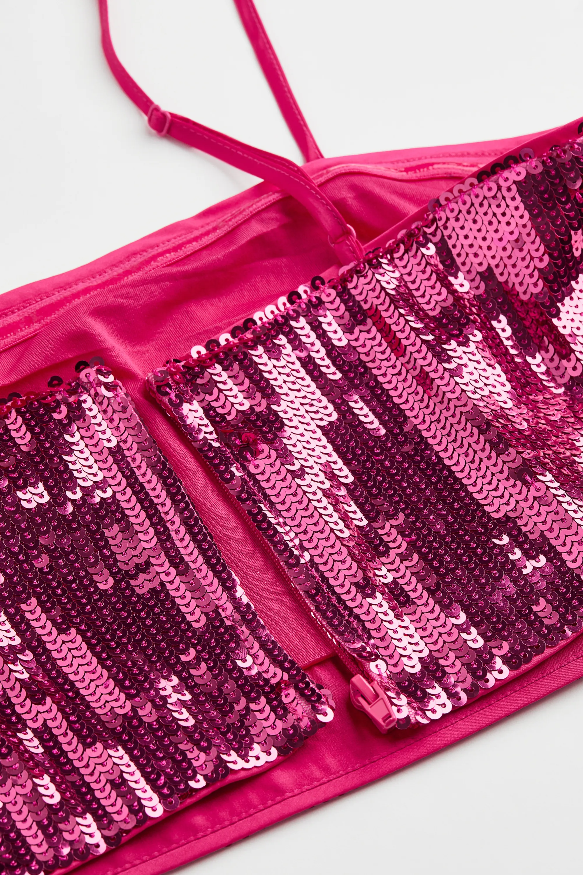 Crop top à paillettes - Rose cerise/paillettes