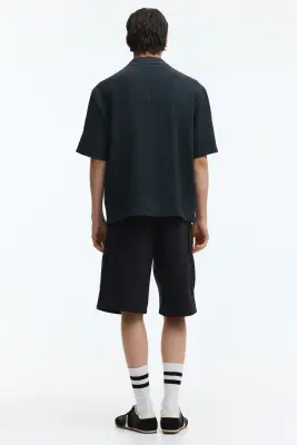 Chemise Relaxed Fit avec col cubain - Noir — photo 3
