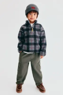 Pantalon jogger cargo en coton - Vert kaki foncé — photo 1