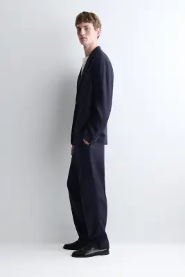 BLAZER BOUTONNAGE SIMPLE EN LIN - BLEU MARINE — photo 2