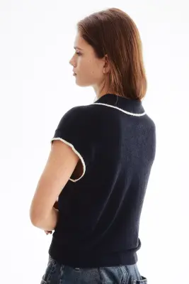 Polo en maille - Bleu marine — photo 4