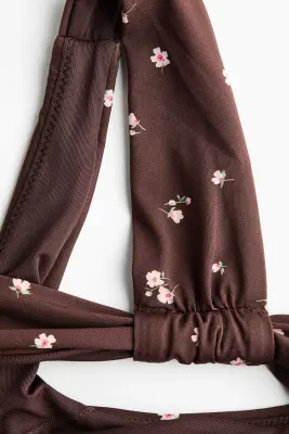 Maillot de bain asymétrique paddé - Marron foncé/fleuri — photo 4