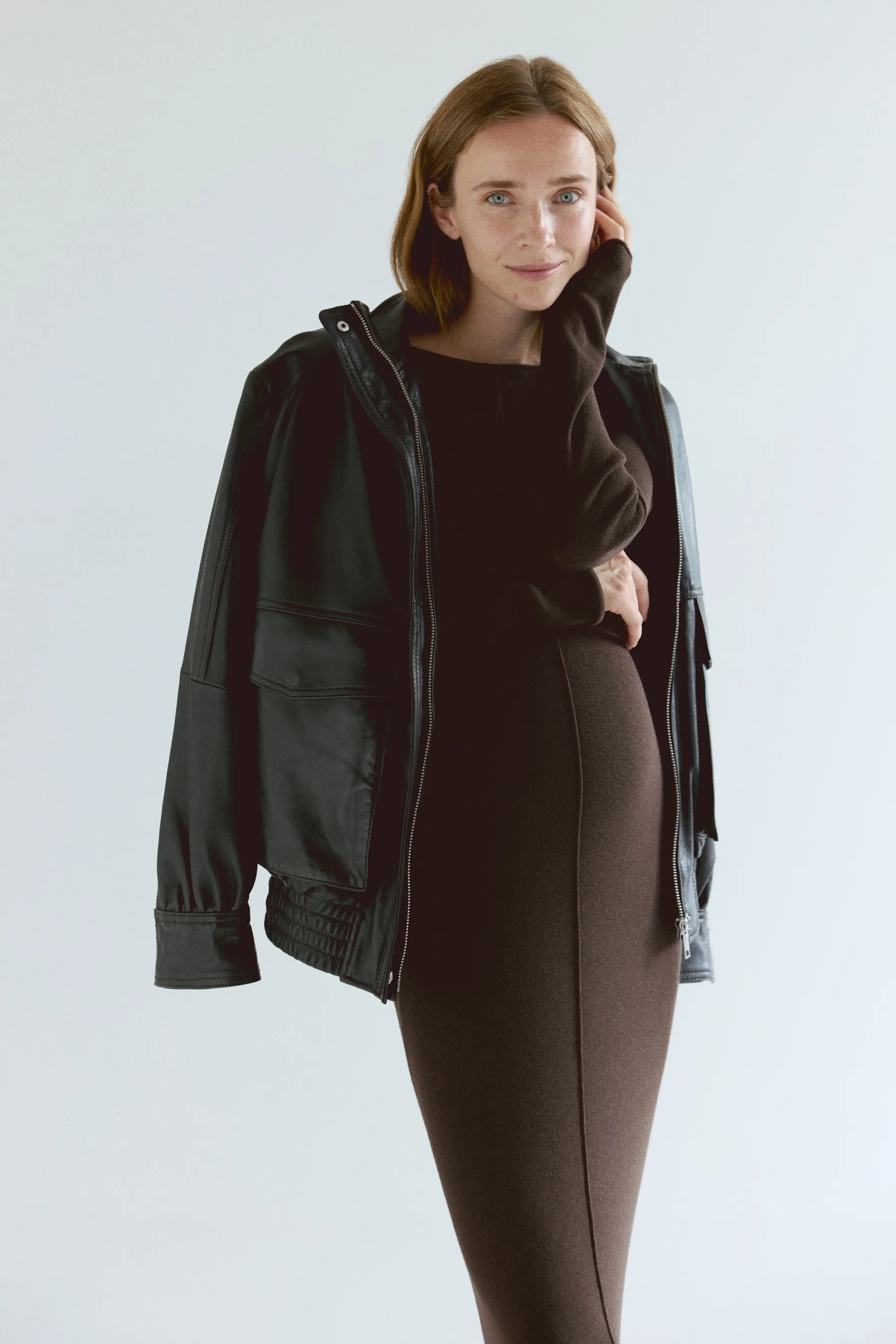 MAMA Robe en maille fine - Marron foncé