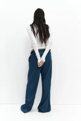 MAMA Pantalon paper bag à jambes larges - Bleu denim — photo 3