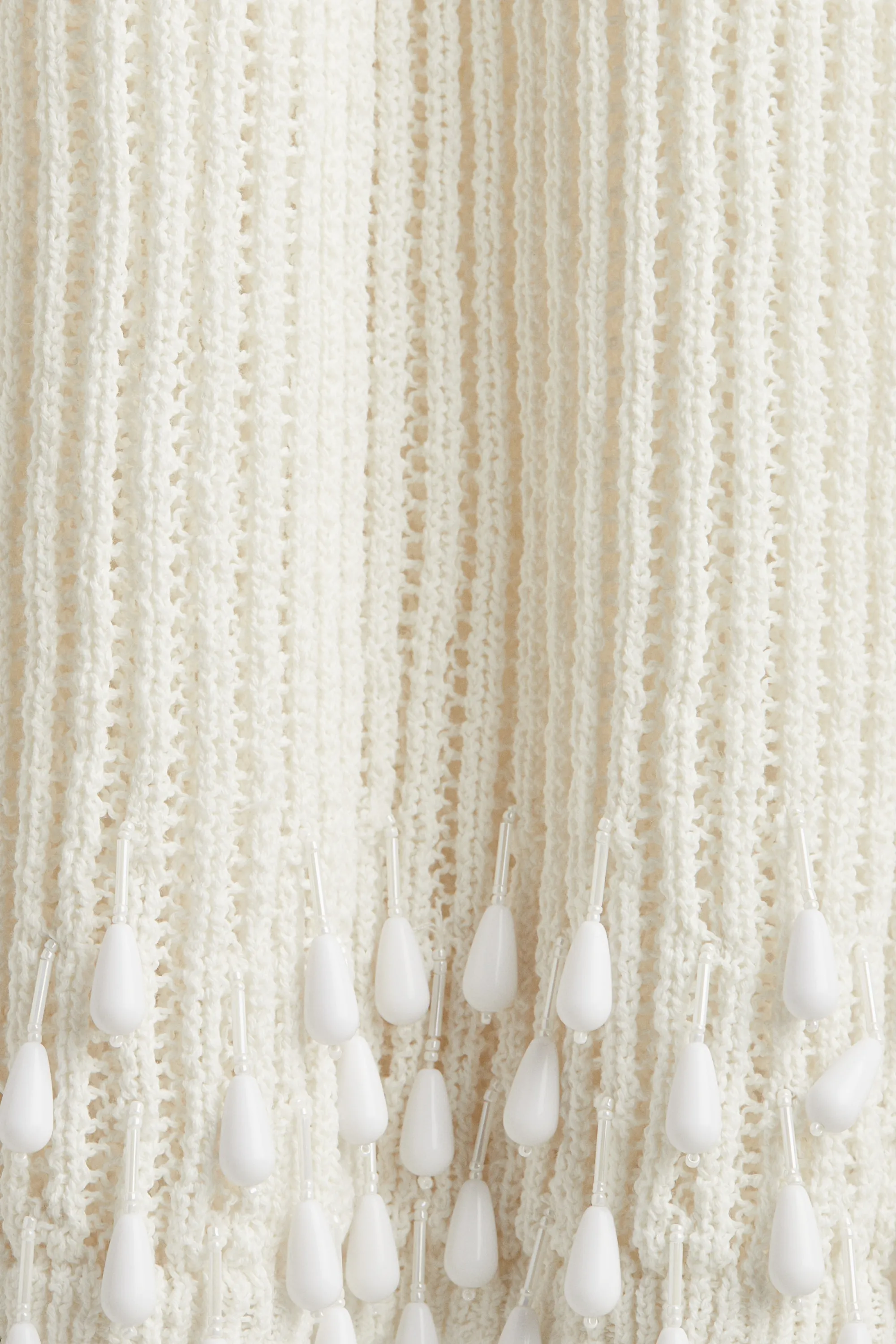 Bead-embellished knitted dress - Crème