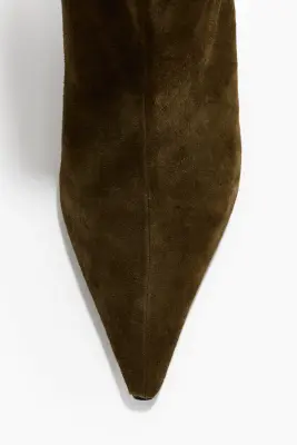 Heeled leather boots - Vert kaki foncé — photo 2