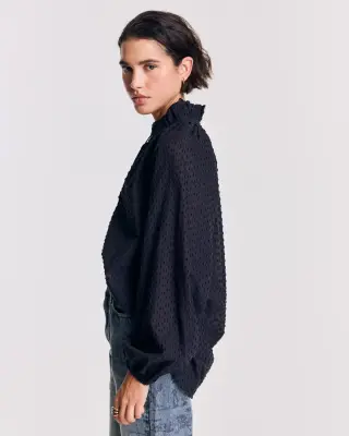 Blouse Camille plumetis bleu nuit — photo 4
