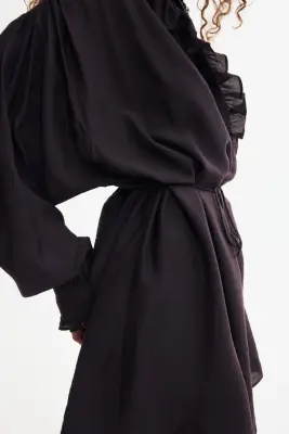 Robe tunique à volants ruchés - Violet foncé — photo 2
