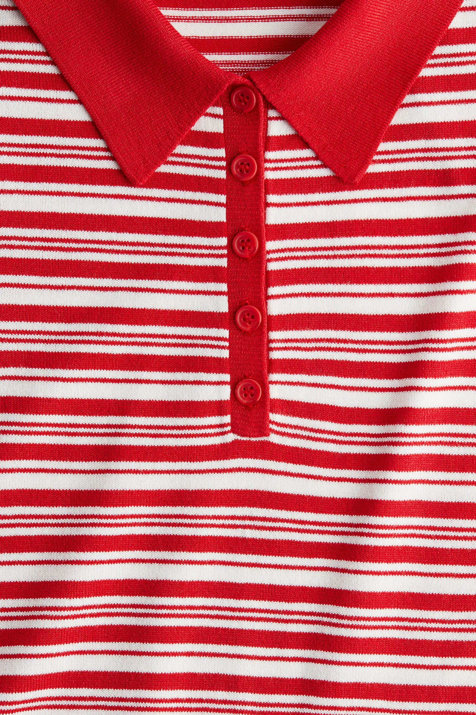 Polo en maille fine - Rouge/rayé