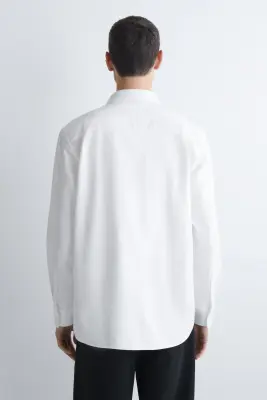 CHEMISE OXFORD EN COTON - BLANC — photo 4
