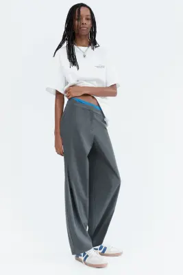 Pantalon chic avec jambes barrel - Gris foncé — photo 2