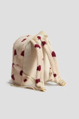 Sac à dos imprimé en tissu Teddy bear - Beige/cœurs — photo 1