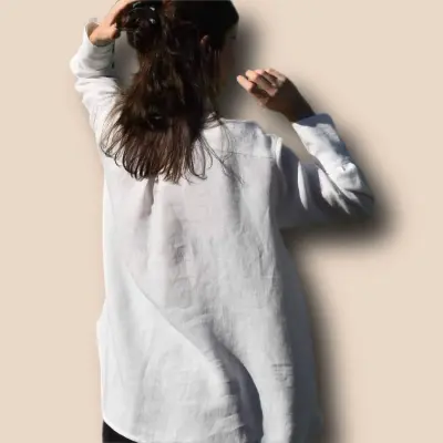 Chemisier Zusie en lin Blanc — photo 1