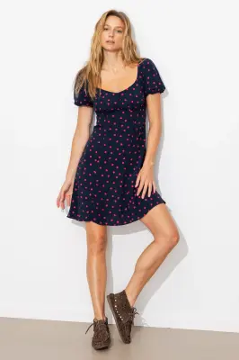 Robe courte à pois Femme — photo 2
