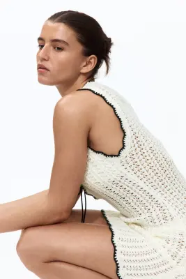 Robe de plage en maille pointelle - Blanc — photo 3