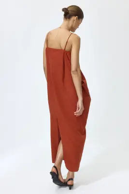 Robe bandeau avec détail noué - Rouge brique — photo 2
