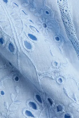 Robe en coton avec broderie anglaise - Bleu clair — photo 4