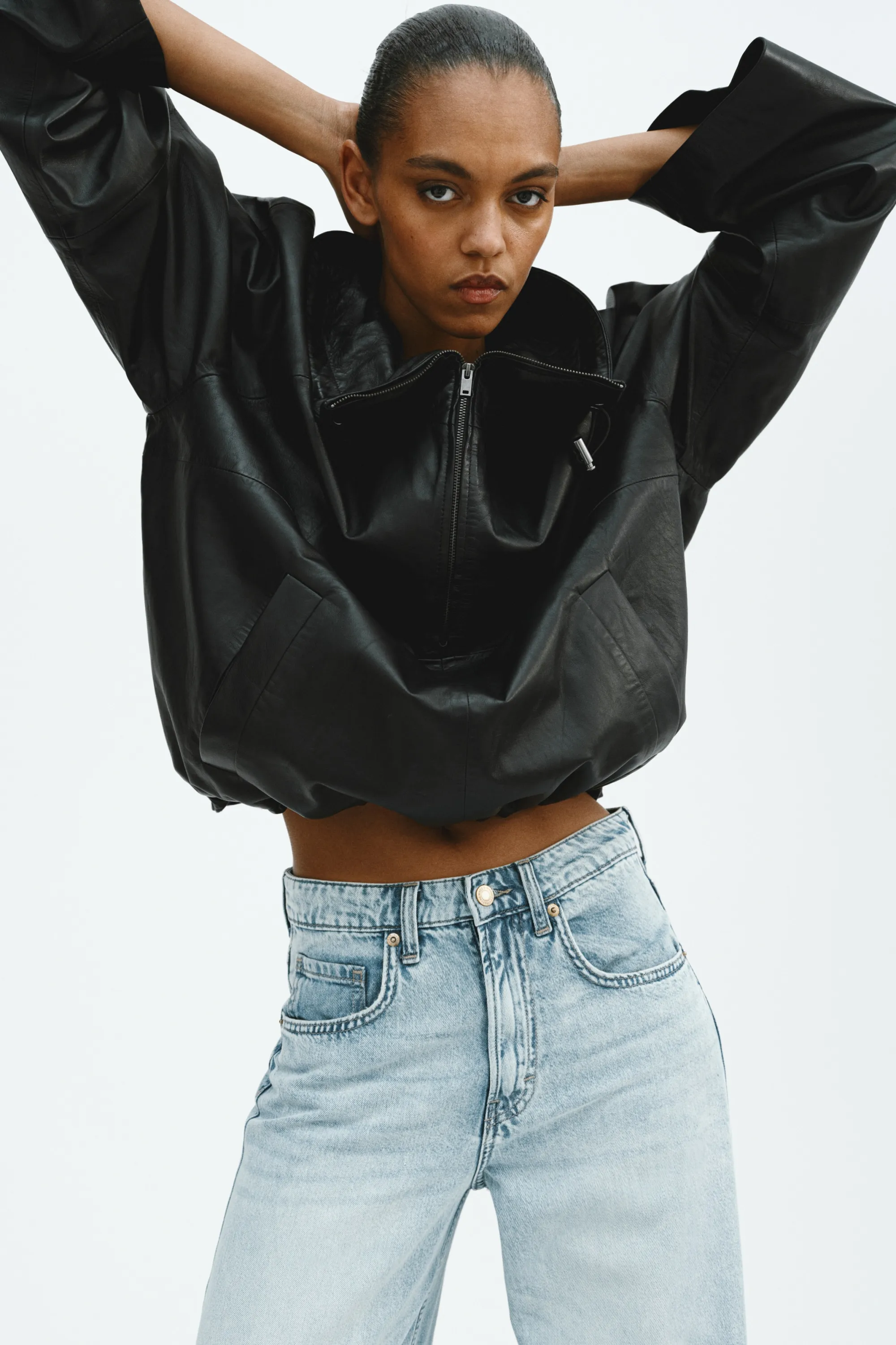 Wide High Waist Jeans - Bleu denim clair