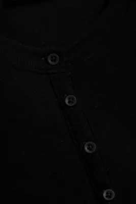 Top Henley à manches courtes - Noir — photo 4