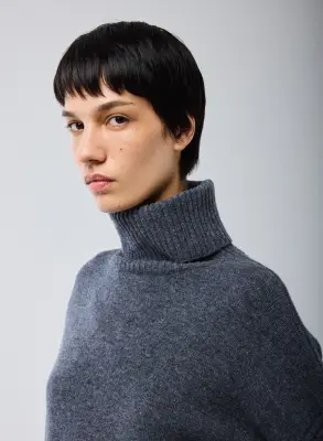 Pull Gris Col Roulé Manches Longues en Laine merinos — photo 3