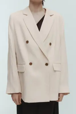 Blazer à fermeture croisée - Beige clair — photo 1