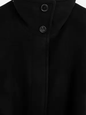 Manteau ceinturé en laine mélangée - Noir — photo 5