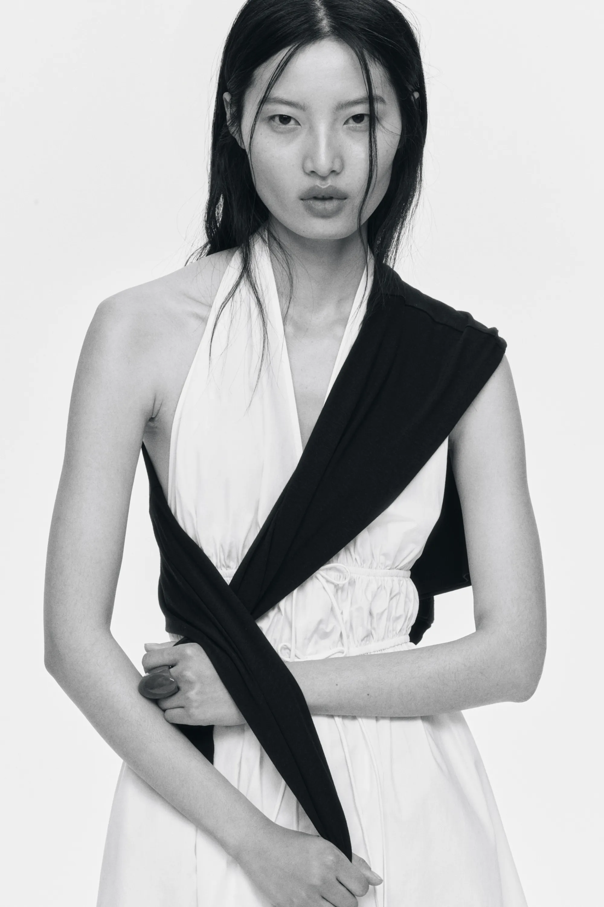 Robe dos nu avec cordons de serrage - Blanc