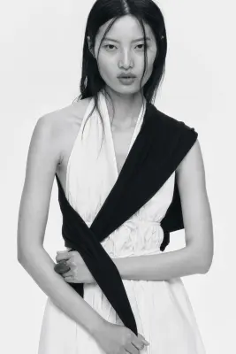 Robe dos nu avec cordons de serrage - Blanc — photo 1