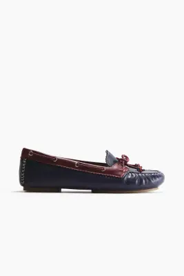 Chaussures de pont en cuir - Bleu foncé/color block — photo 1
