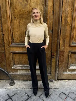 Pantalon taille haute en 100% soie noire Prix boutique 1400€ Taille 36 — photo 2