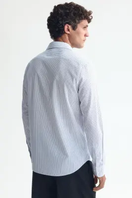 Chemise Slim Fit repassage facile - Bleu/rayé — photo 3