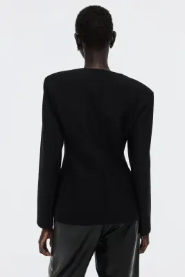 Blazer sans col - Noir — photo 3